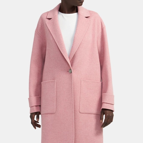 Theory Jackets & Blazers - Pink One-Button Double-Face Wool-Cashmere Coat